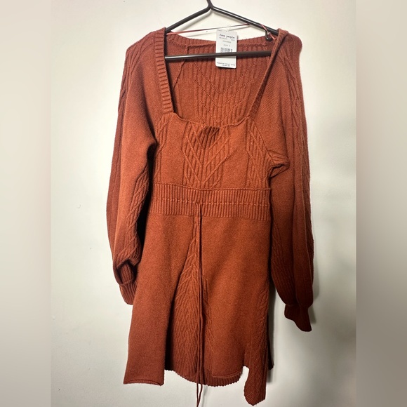 Free People Emmaline Long Sleeve Sweater Dress Cinnamon L Ptp 14 super stretchy - Picture 3 of 12